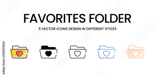 Favorites Folder icons set in different style vector stock illustration