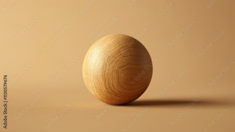 A smooth, round wooden bead on a solid tan background.