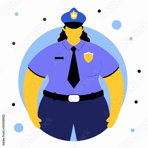 Female police officer. Vector colorful illustration in flat style
