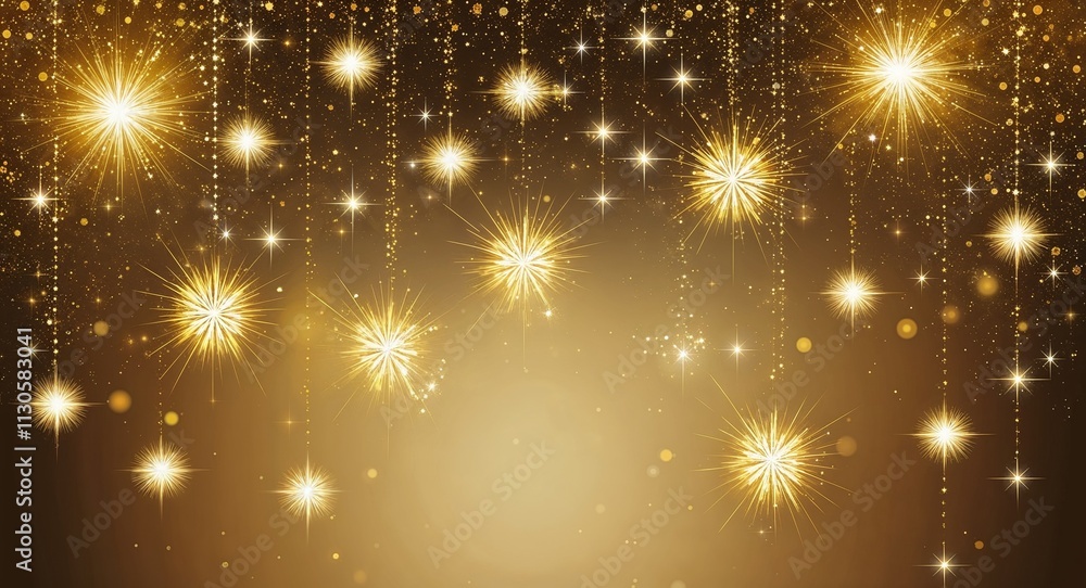 Fototapeta premium Setting off golden starbursts that create the illusion of shimmering stars falling from above
