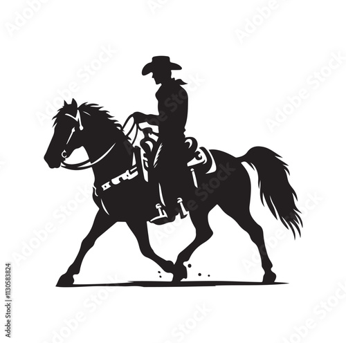 Cowboys on horse Silhouette vector illustration