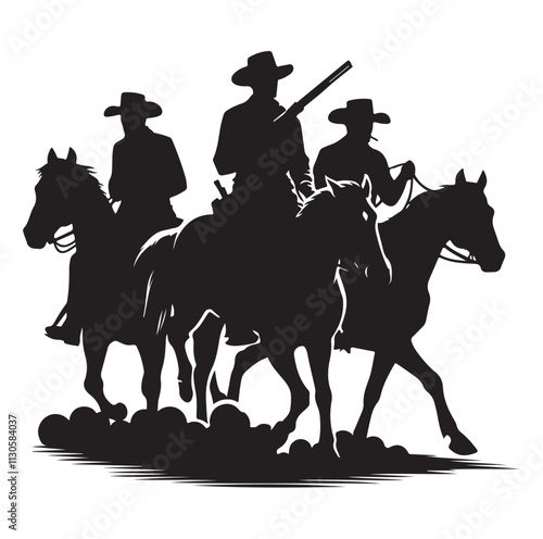 Cowboys on horse Silhouette vector illustration