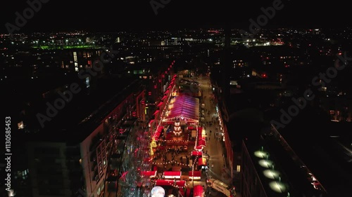 Christmas Market at Smithfield Square Co. Dublin - Ireland - 4K Cinematic Drone Footage 02 photo