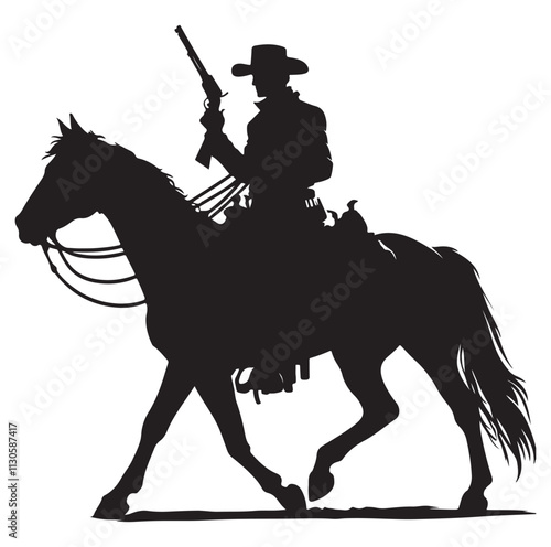 Cowboys on horse Silhouette vector illustration