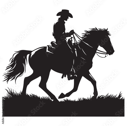Cowboys on horse Silhouette vector illustration