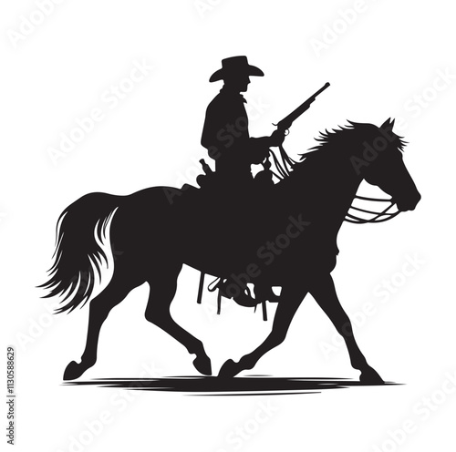 Cowboys on horse Silhouette vector illustration