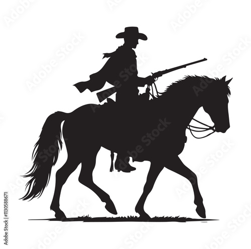 Cowboys on horse Silhouette vector illustration