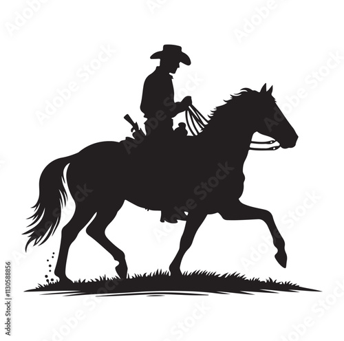Cowboys on horse Silhouette vector illustration