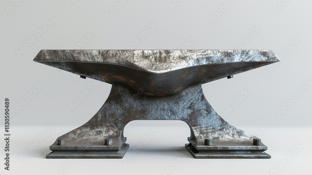 A steel anvil with a smooth surface on a solid white background.