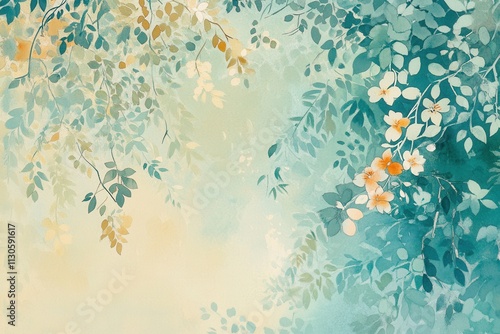 Elegant Pastel Floral Watercolor Design in Blue Tones