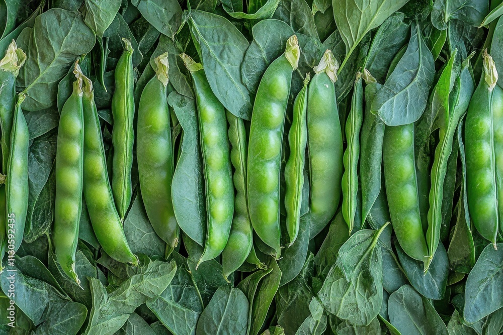 Fototapeta premium A vibrant collection of green peas and pea pods
