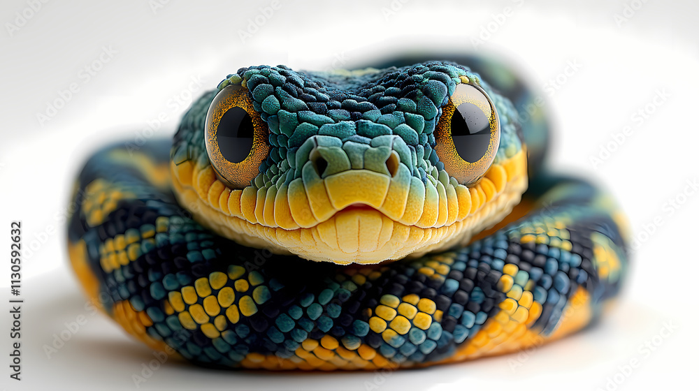 Fototapeta premium This plush snake toy is a bit fluffy, has cute 3D figures, and is white in color