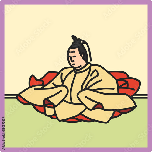 カラー正方形シンプル百人一首　天智天皇