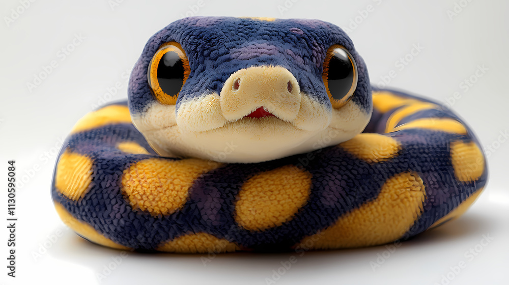 Obraz premium This plush snake toy is a bit fluffy, has cute 3D figures, and is white in color