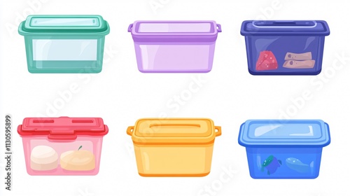 Professional Plastic Food Container Storage Vector Illustration
