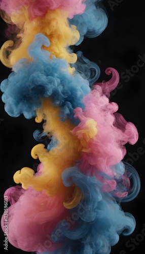 Colorful Smoke Swirls on Black Background photo