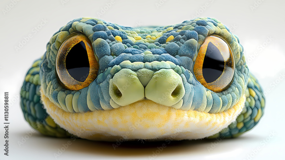 Fototapeta premium This plush snake toy is a bit fluffy, has cute 3D figures, and is white in color