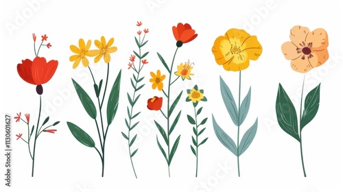 Wallpaper Mural Colorful flowers on white background Torontodigital.ca