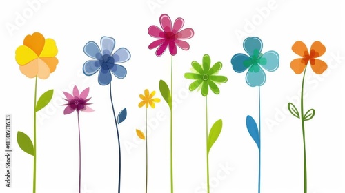 Colorful flowers on white background
