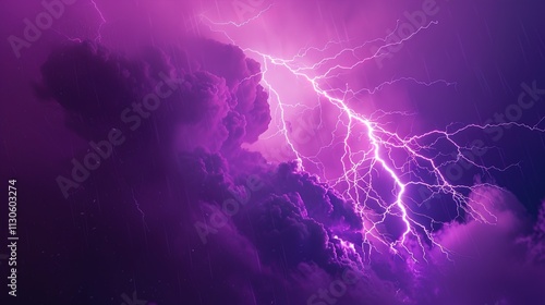 Obraz na płótnie Forked lightning illuminating a solid purple background. w salonie
