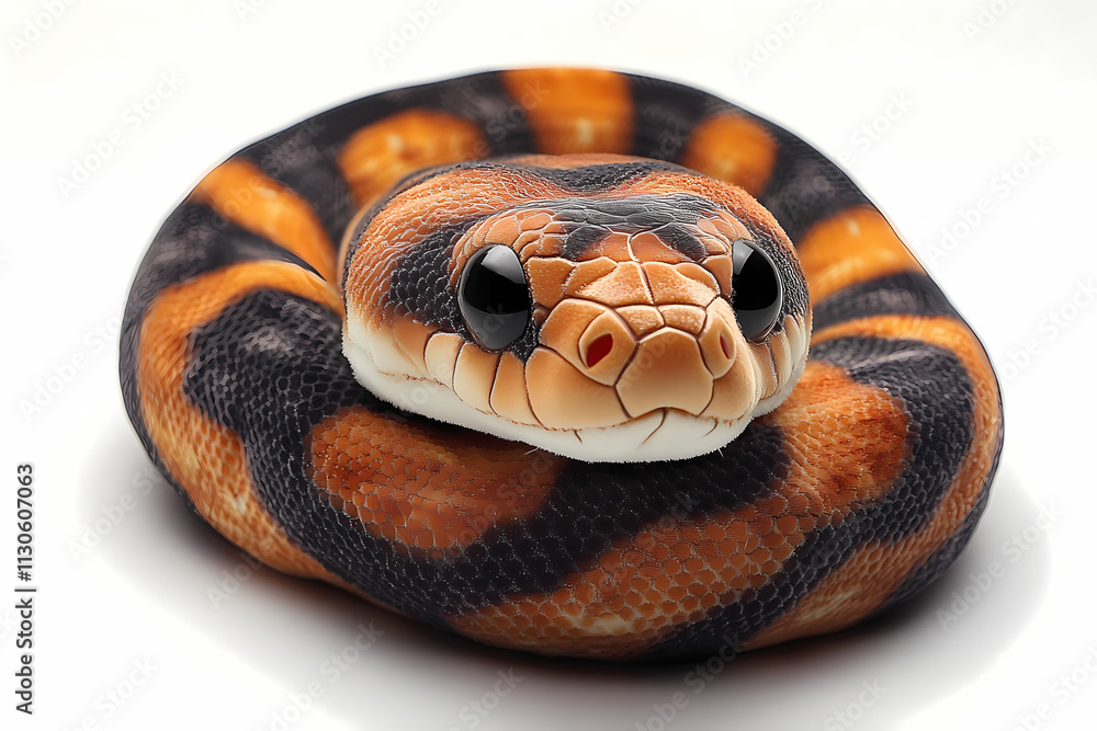 Fototapeta premium This plush snake toy is a bit fluffy, has cute 3D figures, and is white in color