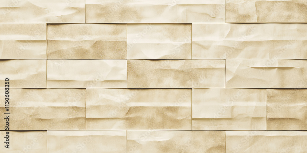 Fototapeta premium Textured beige wall with layered stone pattern, creating natural and rustic look
