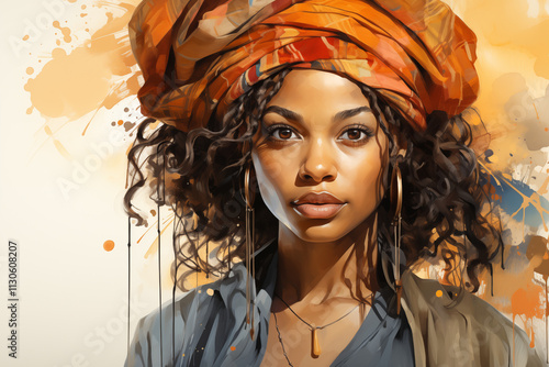 Portrait of a African Woman, Art Design Illustration