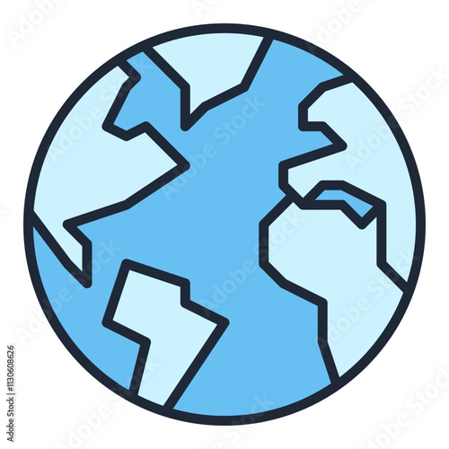 Earth Hemisphere vector blue icon or design element