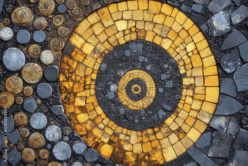 Fototapeta premium Geometric Gold and Black Spiral Design