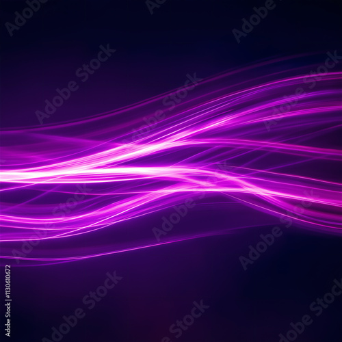 Abstract pink and purple light trails on a black background. A vibrant and dynamic composition perfect for technology or energy-themed designs with ample copy space.