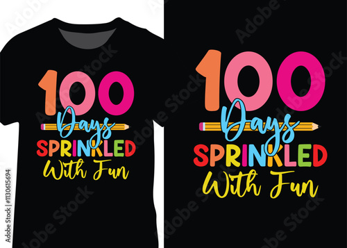 100 Days Sprinkled With Fun, 100 Days Of School Typography T-shirt Design Vector