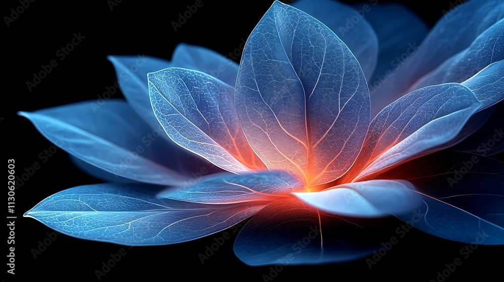 Obraz premium Glowing Blue Flower Petals Abstract Floral Art Nature Macro
