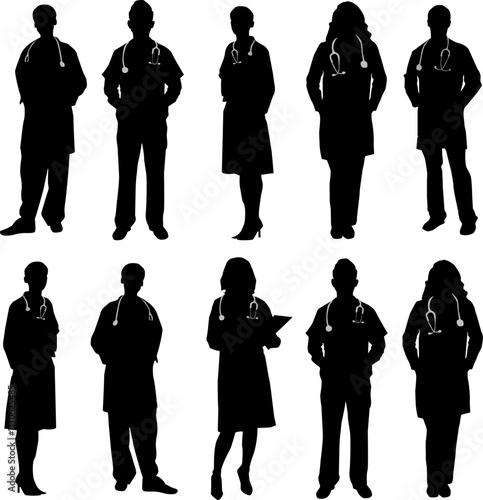 Medical Doctor silhouette set on white background