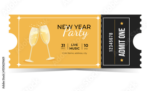 New Year Party ticket template