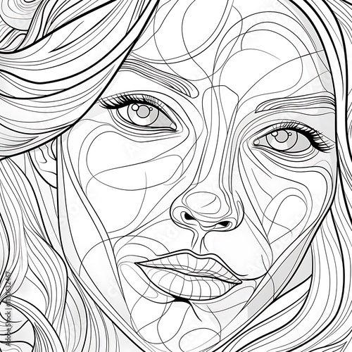 Artistic portrait illustration creative studio line art modern environment close-up view beauty concept photo