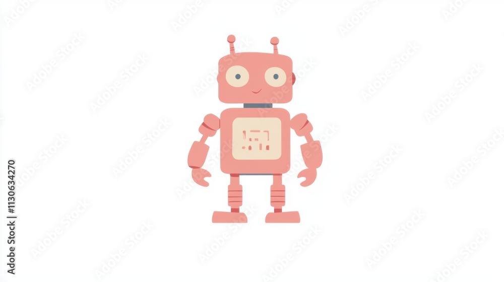 Fototapeta premium Cute robot on simple background