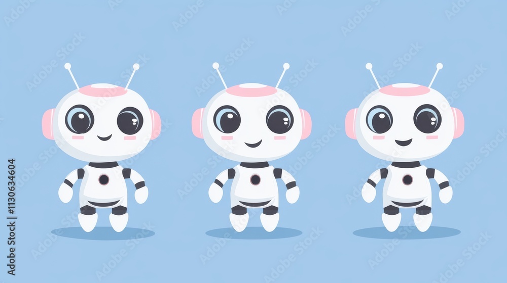 Fototapeta premium Cute robot on simple background