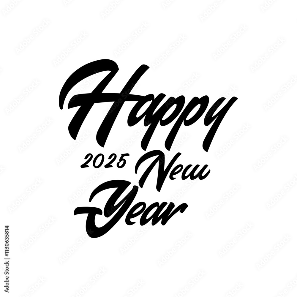 Obraz premium Happy 2025 New Year typography on white background.