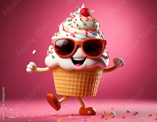 Cute Cartoon Ice Cream Cone...