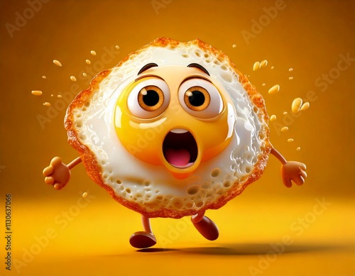Cute Cartoon Fried Egg Runn...