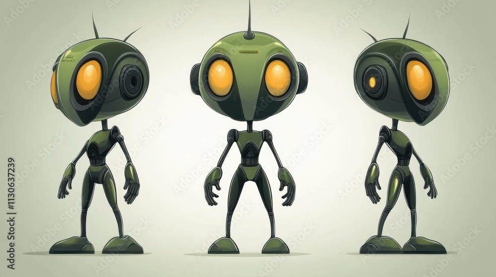 Obraz premium Cute robot on simple background