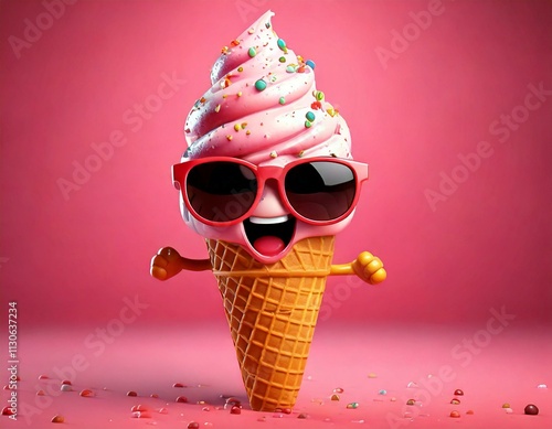 Cute Cartoon Pink Ice Cream...
