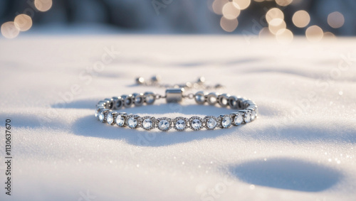 Winter Elegance - Crystal Bracelet Surrounded by Snow bokeh