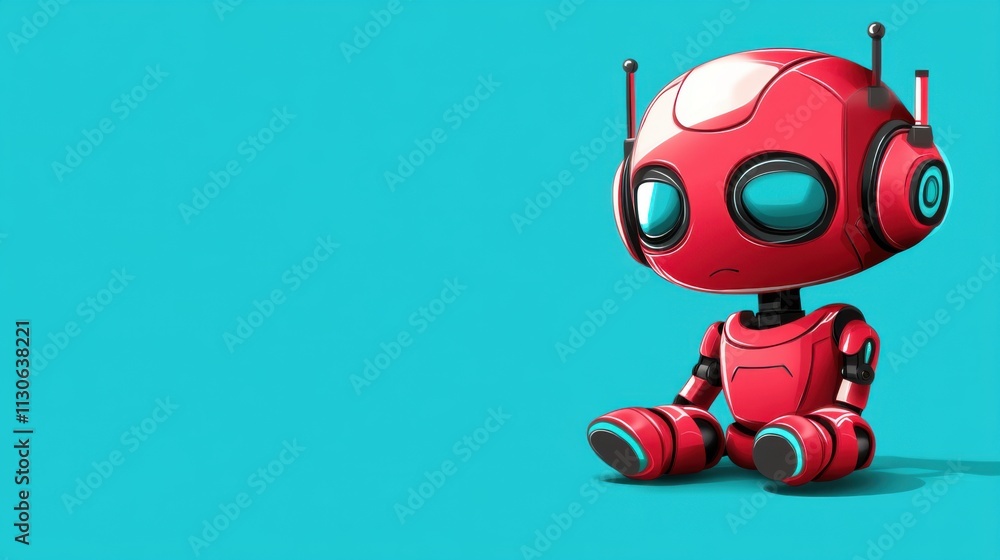 Fototapeta premium Cute robot on simple background