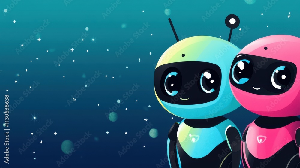 Naklejka premium Cute robot on simple background
