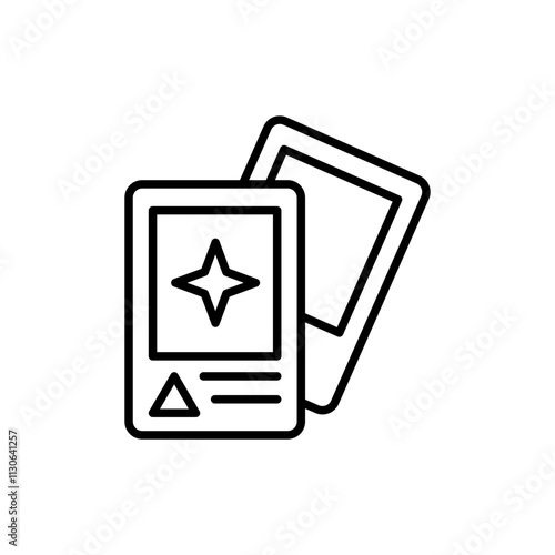 Trading card game outline icons, minimalist vector illustration ,simple transparent graphic element .Isolated on white background