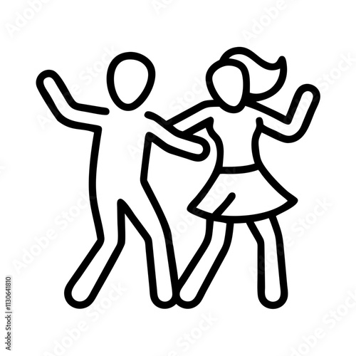 rumba dancers icon, dance day line art, dance icon - simple black line art icon of rumba dancers, for dance day celebrations. dancer vector art.