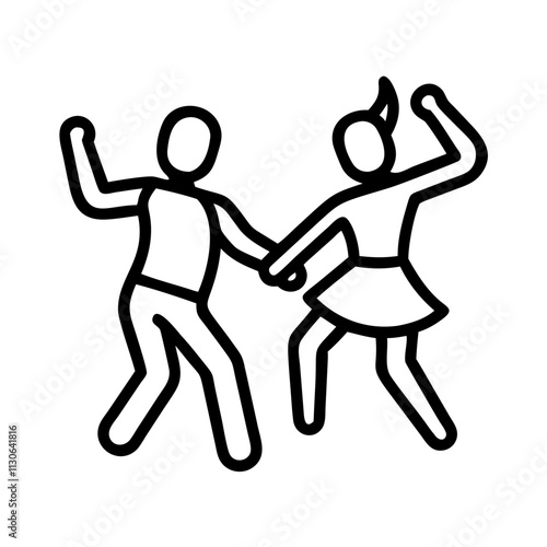 rumba dancers icon, dance day line art, dance icon - simple black line art icon of rumba dancers, for dance day celebrations. dancer vector art.