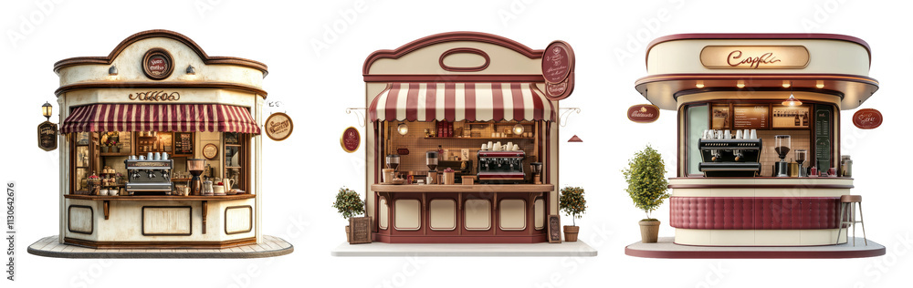 Obraz premium Charming Coffee Shop Facades with Transparent Background
