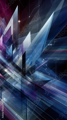 Abstract backdrop with vibrant geometric shapes and lines in a techno style
